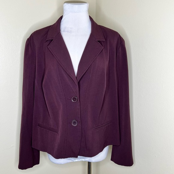 Lane Bryant Blazer 22 Burgundy 3 Button Classic Office Career Business Casual - Picture 1 of 7